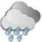 Bedeckt mit mäßigem Regen